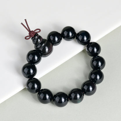Natural Double Color Eye Obsidian Buddha Beads Bracelet - Spiritual Protection for Couples