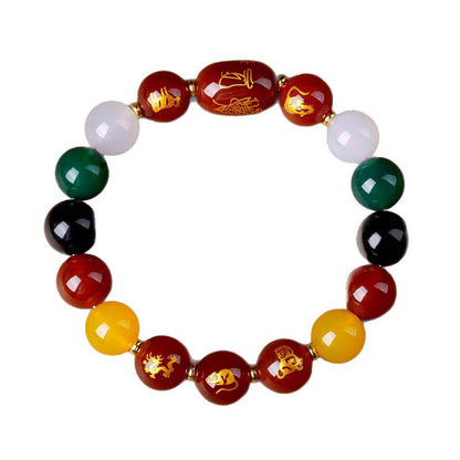 Five Elements Zodiac Harmony Agate Bracelet for Couples - Balance & Protection