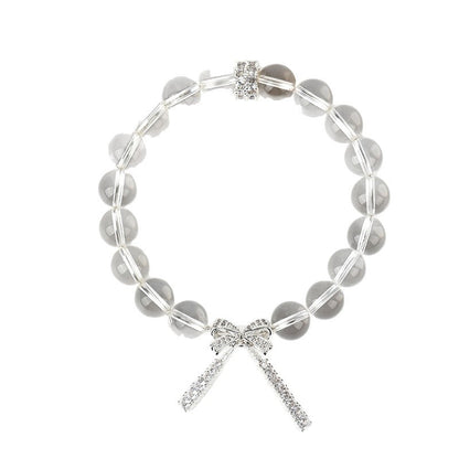Natural White Crystal Bow Bracelet Set | Purifying Energy & Elegant Fashion Jewelry for Women