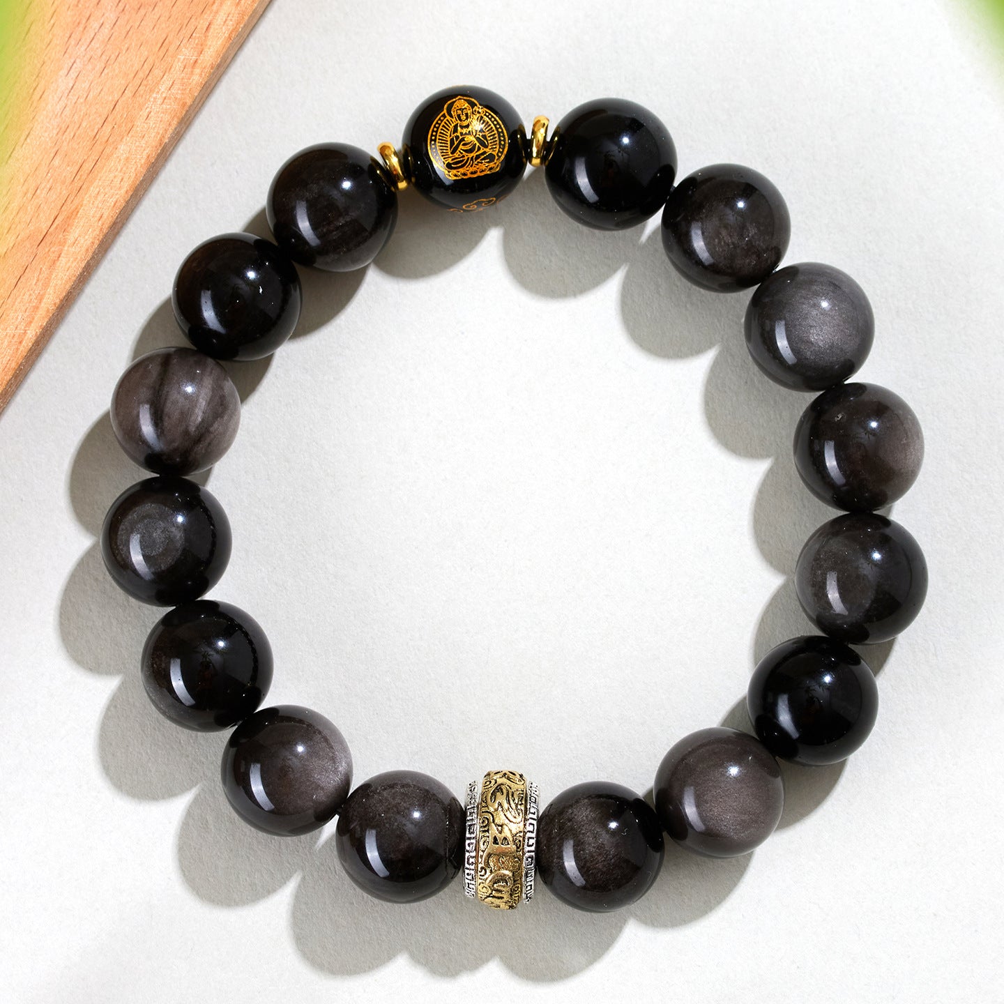 Obsidian Zodiac Buddha Six-Word Mantra Bracelet - Spiritual Protection Customizable Unisex Charm