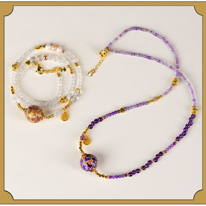 Natural Lacquer Five Elements Crystal Multi-Circle Bracelet & Necklace | Spiritual Balance Energy