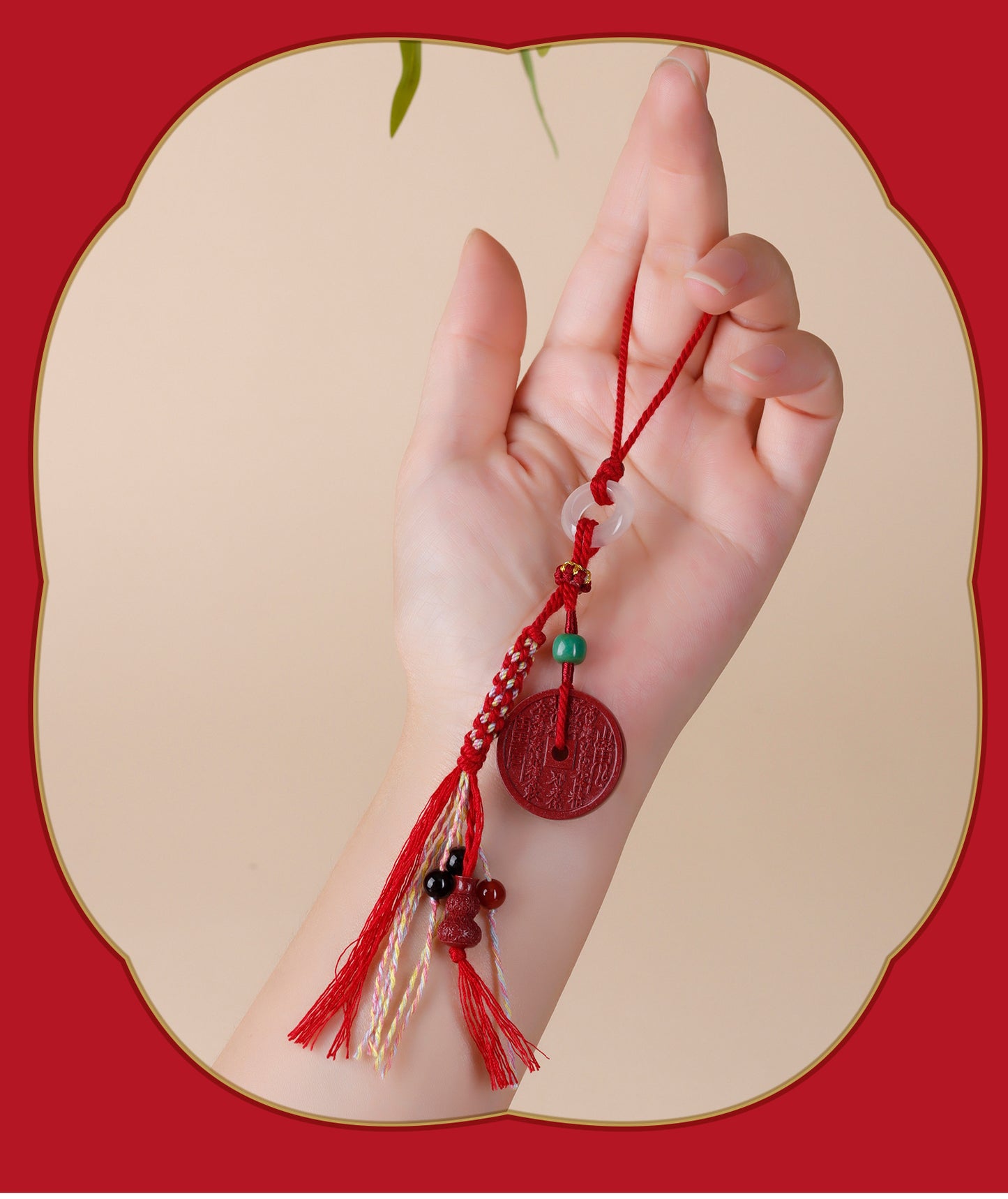 Natural Purple Gold Cinnabar Mountain Ghost Flower Pendant - Taoist Keychain for Protection & Luck