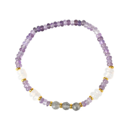 Natural Amethyst Beaded Bracelet with S925 Silver - Spiritual Protection & Elegance for Women