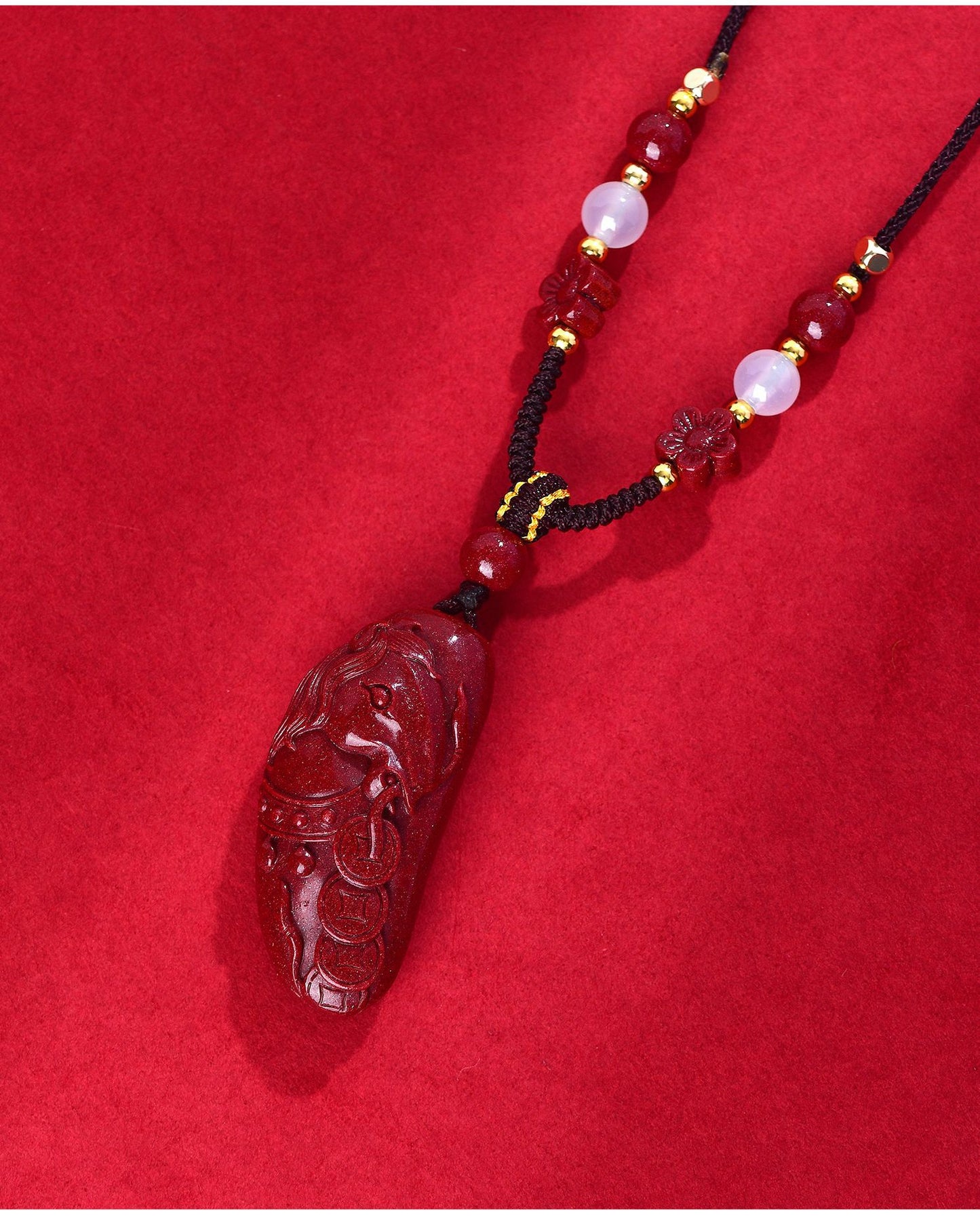 Natural Purple Gold Cinnabar Wealth Attraction Pendant - Phone Keychain Bag Charm