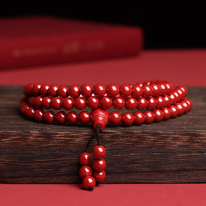 Natural Cinnabar 108 Beads Buddhist Prayer Bracelet - Multi-Circle Spiritual Protection