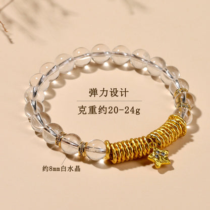 White Crystal Coiled Star Bracelet | Chinese Style Spiritual Energy Jewelry for Women