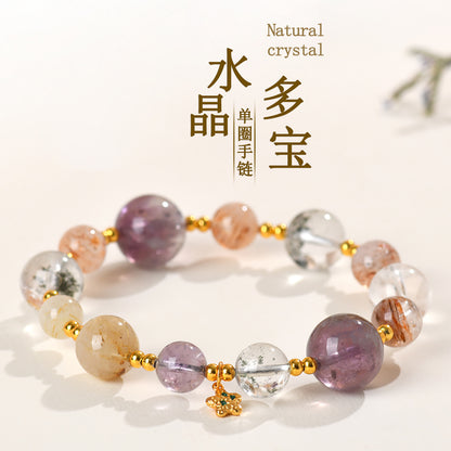 Natural Crystal Multi-Gem Bracelet | Amethyst & Silver Spiritual Protection Talisman