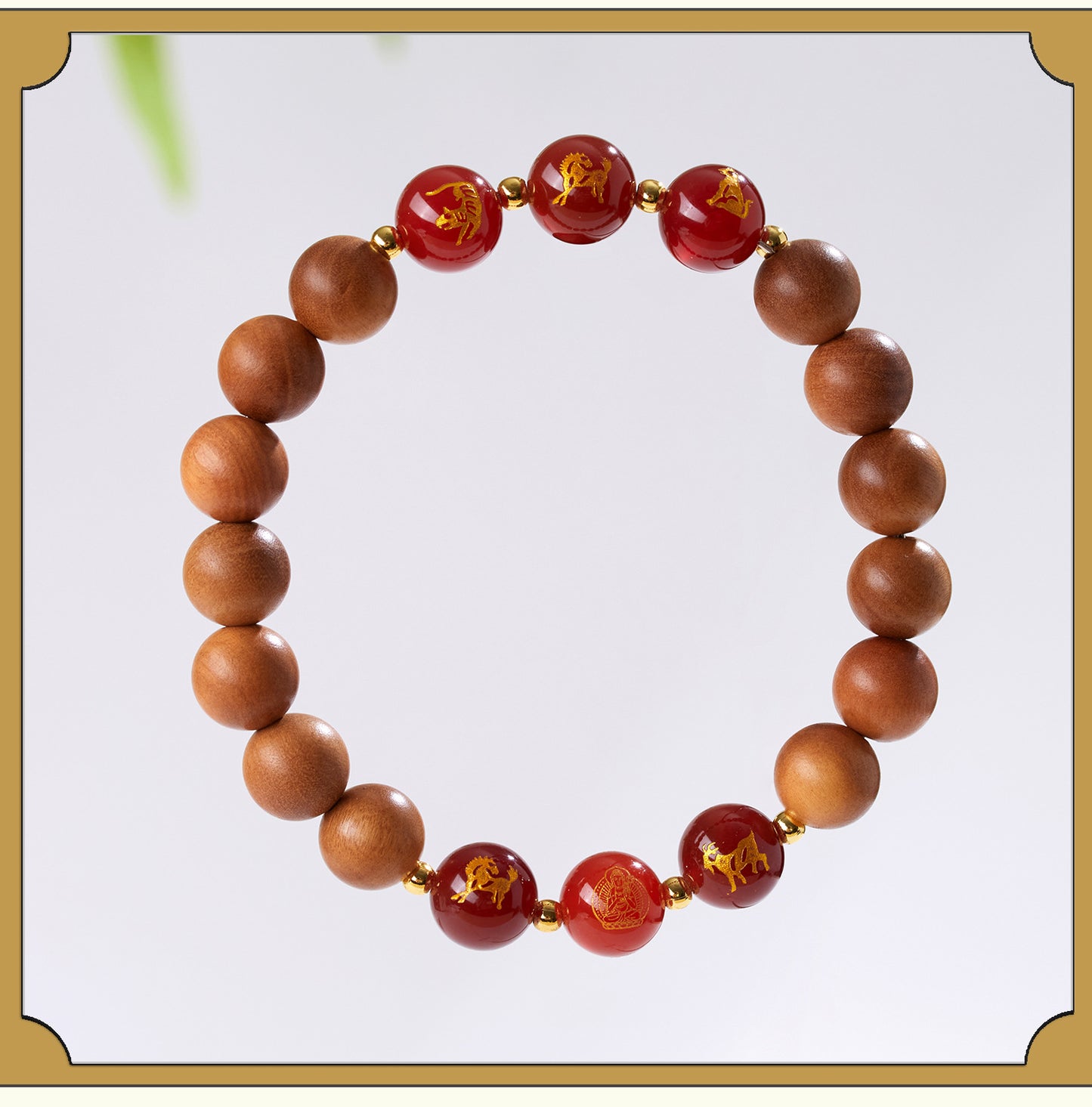 Peach Wood Three-in-One Six-in-One Zodiac Buddha Bracelet - Couples Harmony Protection Amulet
