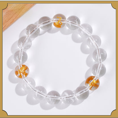 Natural White Crystal Three-in-One Zodiac Bracelet | Spiritual Protection for Men & Women