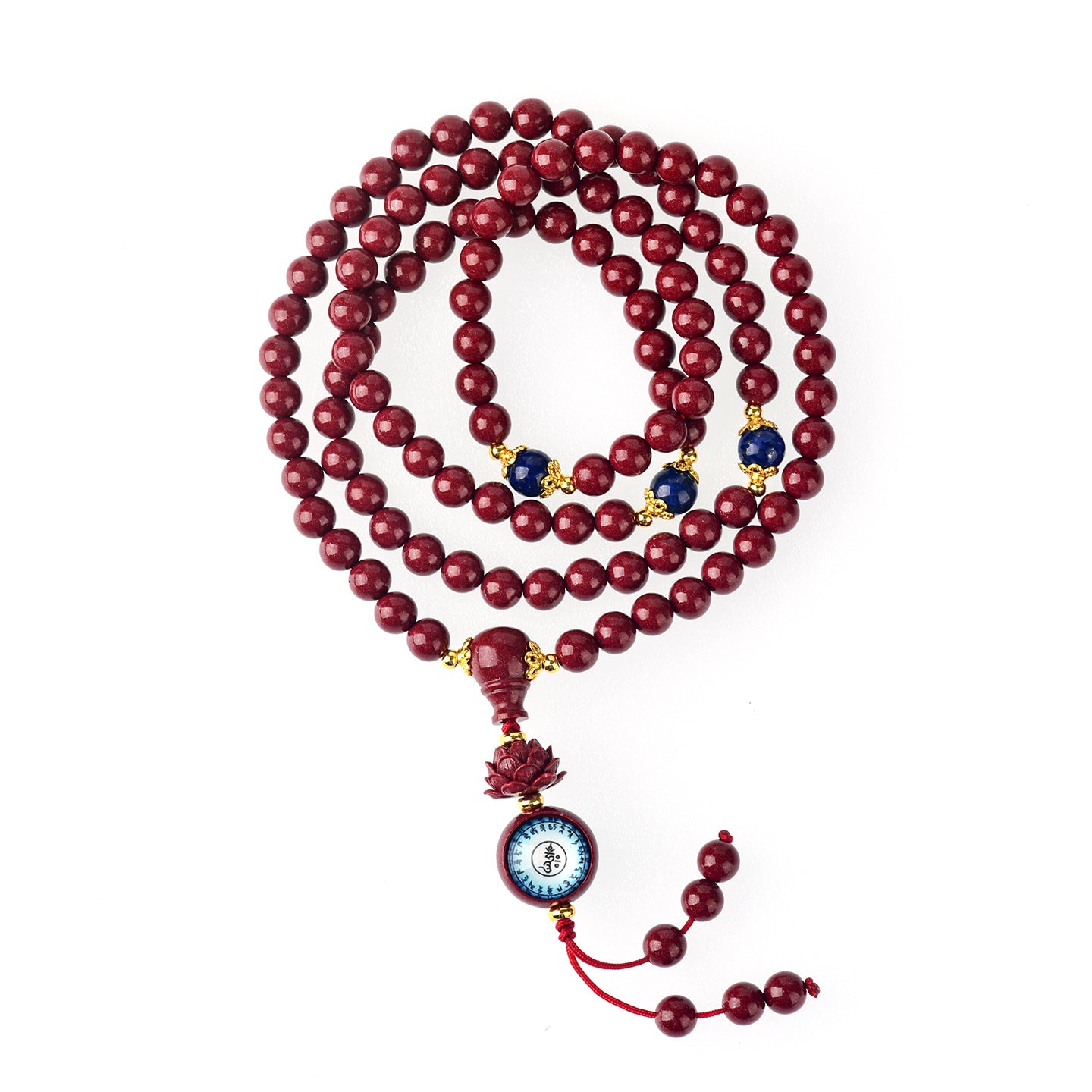 Natural Purple Gold Cinnabar Medicine Buddha Mantra 108 Bead Bracelet for Health and Fortune