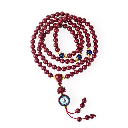 Natural Purple Gold Cinnabar Medicine Buddha Mantra 108 Bead Bracelet for Health and Fortune