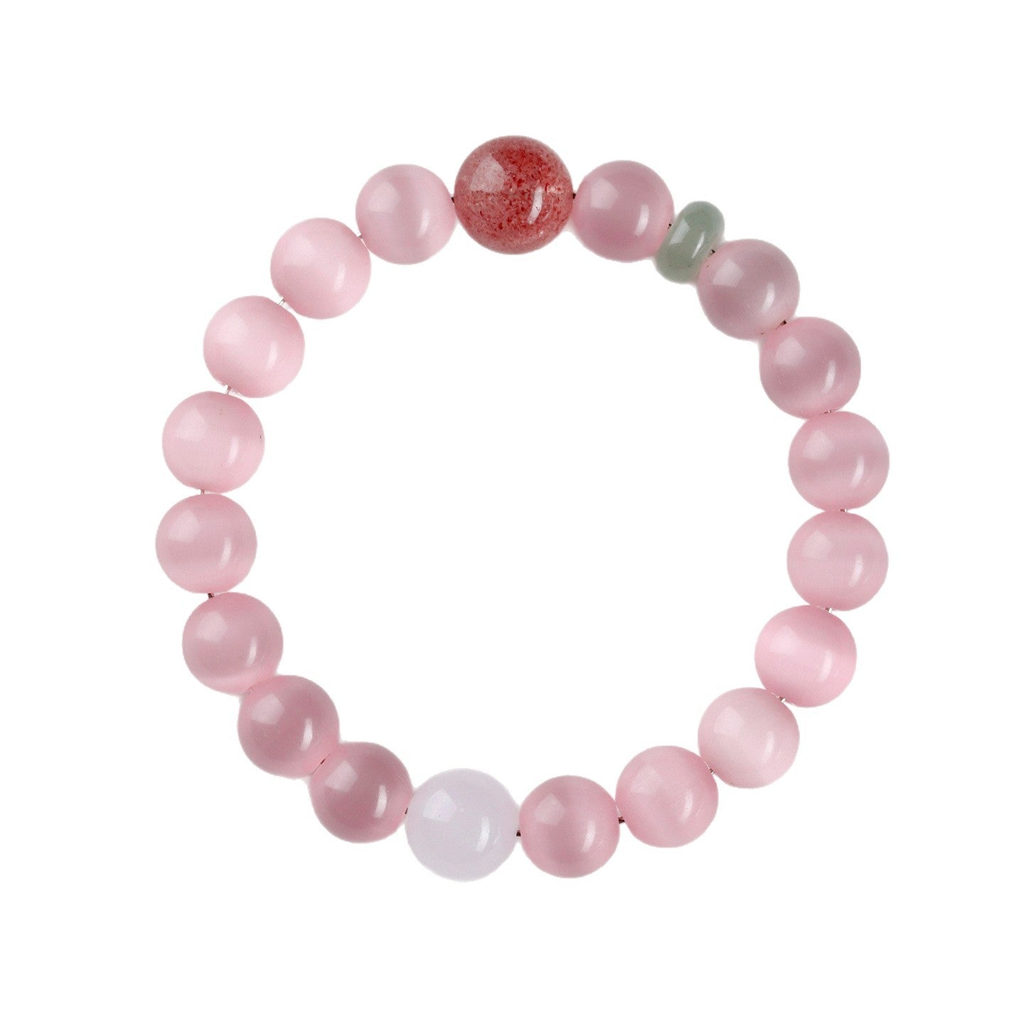 Pink Cat's Eye Strawberry Crystal Bracelet | Love Charm & Fashion Energy for Women