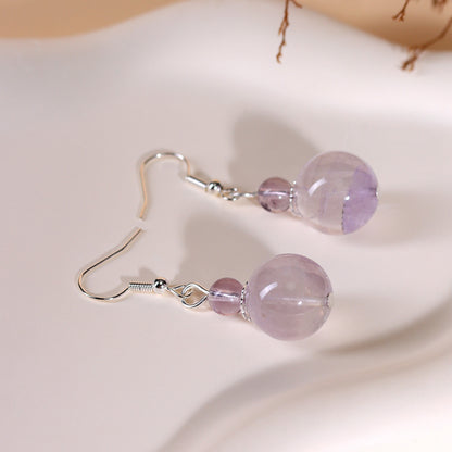 Natural Crystal Earrings | White Amethyst Yellow Tower Crystal Spiritual Energy Women's Jewelry