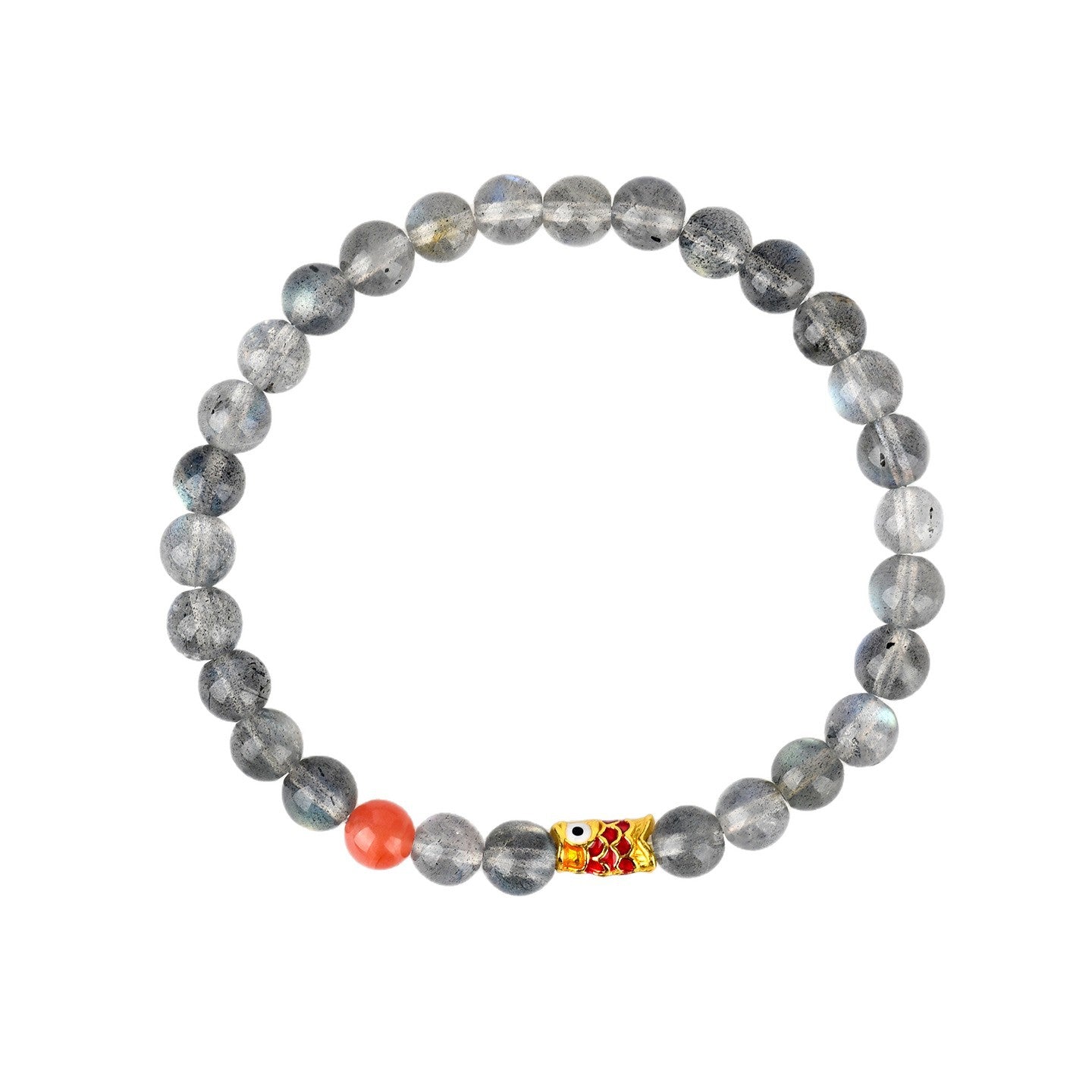 Gray Moonstone Koi Fish Bracelet | Wisdom & Luck Talisman for Female Students