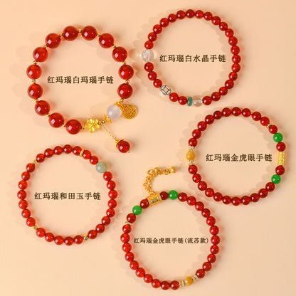 Natural Red Agate Zodiac Fortune Bracelet for Women - Lucky Stone Spiritual Enhancer