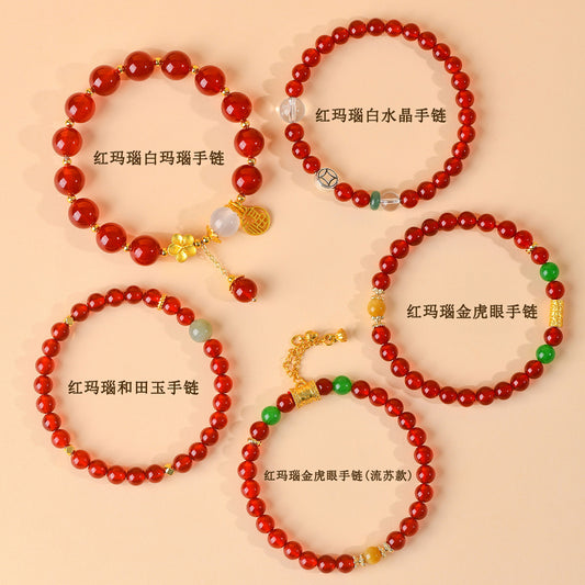 Natural Red Agate Zodiac Fortune Bracelet for Women - Lucky Stone Spiritual Enhancer