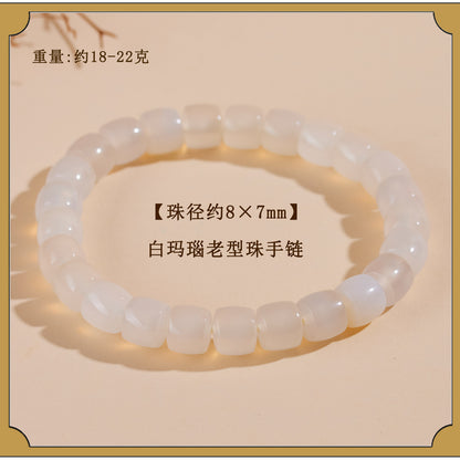 Natural Agate Chalcedony Single Circle Bracelet with Silver Obsidian Lapis Lazuli - Spiritual Women's Jewelry