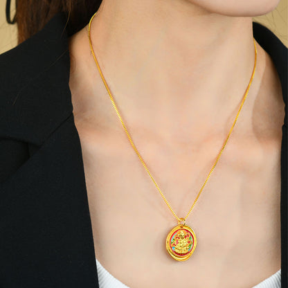 Golden God of Wealth Phoenix Pendant Necklace | Wealth Attraction & Prosperity Amulet