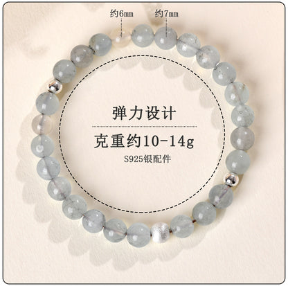 Natural Aquamarine White Moonlight Bracelet - S925 Silver Elegant Women's Spiritual Jewelry