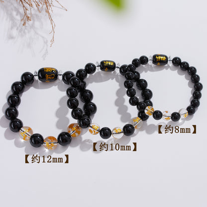 Natural Obsidian Zodiac Three-Alliance Protection Bracelet for Couples