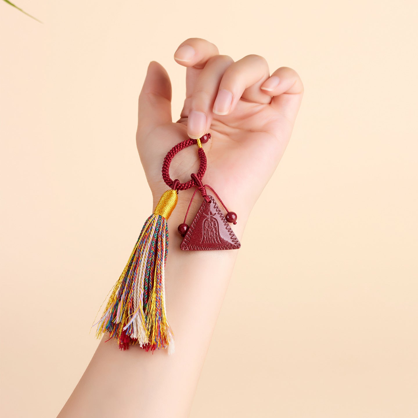 Natural Purple Gold Cinnabar Amitabha Buddha Keychain - Tibetan Style Spiritual Protection Pendant