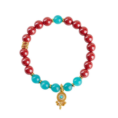 Natural Imperial Red Cinnabar Tianhe Stone Bracelet - Chinese Cultural Women's Spiritual Jewelry