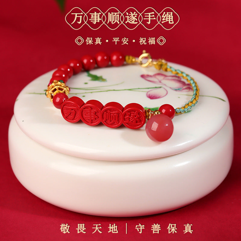 Natural Imperial Sand Success Bracelet - Hand-woven Raw Mineral for Prosperity & Protection