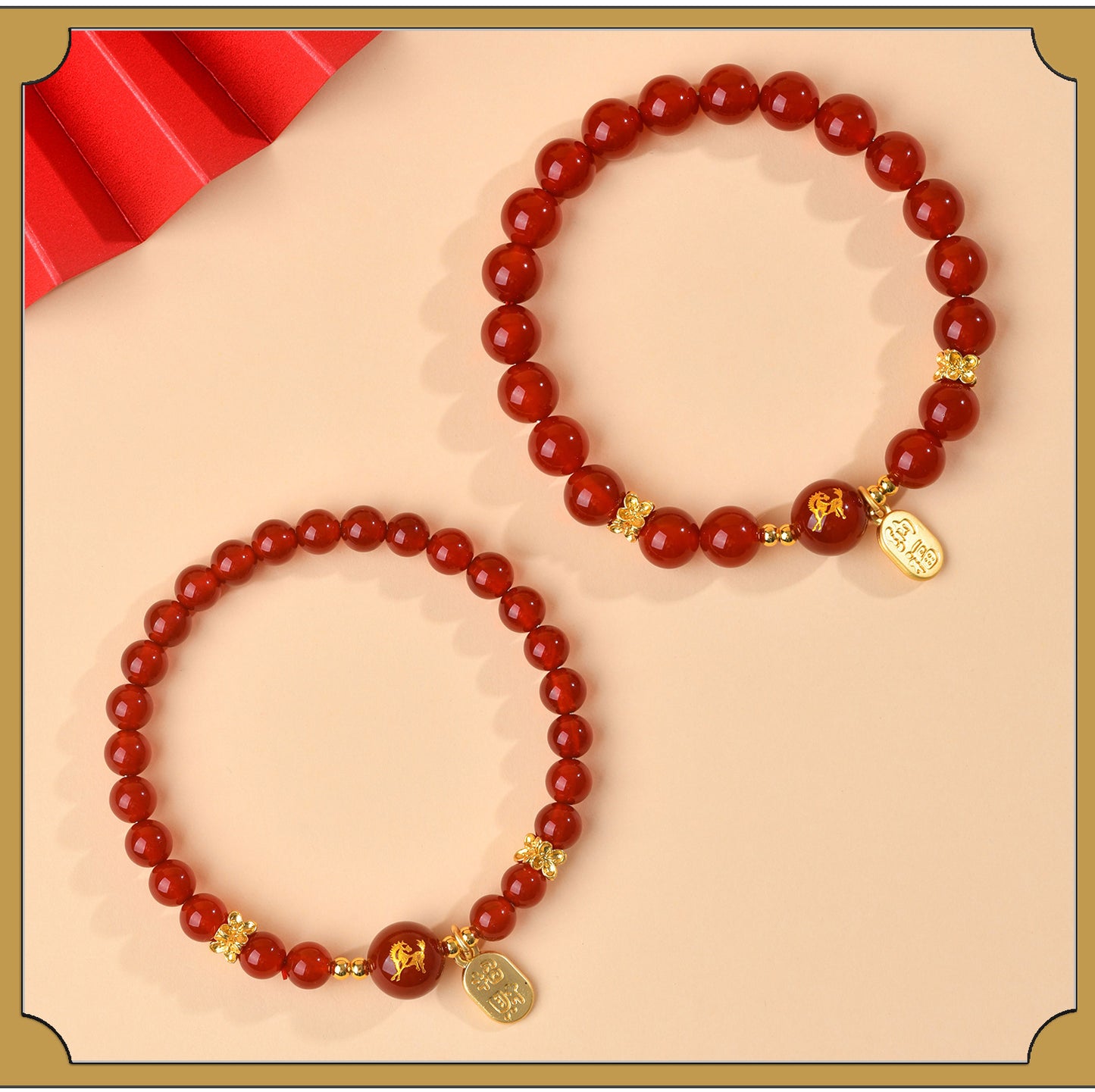Natural Red Agate Zodiac Bracelet - Chinese Style Protection & Luck Charm for Women