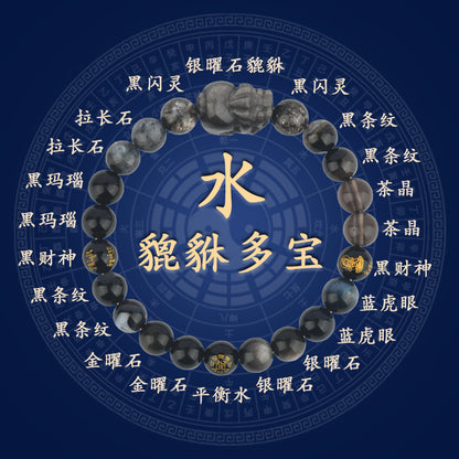 Five Elements Pixiu Wealth Crystal Bracelet | Natural Stone for Couples Balance & Prosperity