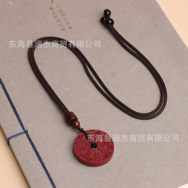 Natural Cinnabar Mountain Ghost Flower Pendant - Purple Gold Sand Raw Ore Amulet for Protection and Fortune