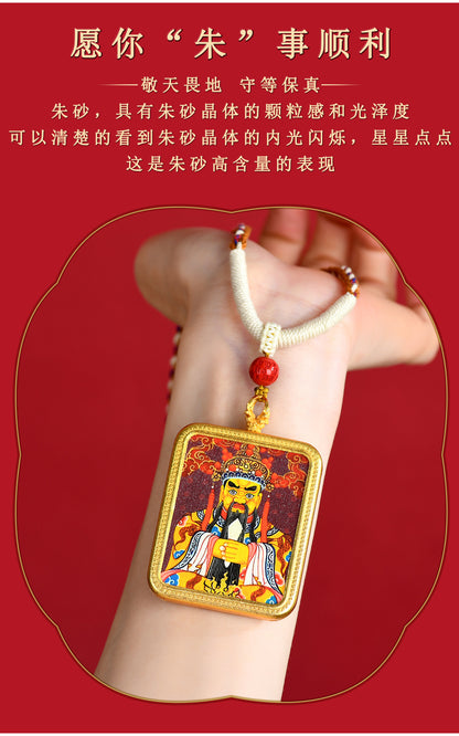 Purple Gold Sand Cinnabar Dragon Thangka Pendant - Tibetan Spiritual Necklace for Protection