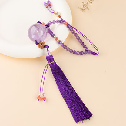 Natural Crystal Ball Car Hanging Ornament | Feng Shui Protection & Positive Energy Charm