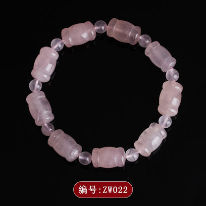 Natural Pink Quartz Bowknot Bamboo Knot Bracelet - Love Harmony Charm for Women