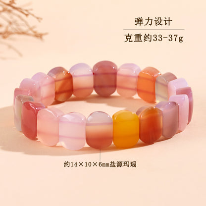 Natural Crystal Salt Source Agate Bracelet | Candy Color Girl Style for Purification & Good Fortune