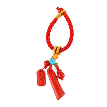 Natural High-Content Cinnabar Keychain for Car Protection and Continuous Progress