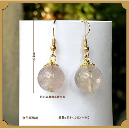 Natural Crystal Earrings | White Amethyst Yellow Tower Crystal Spiritual Energy Women's Jewelry