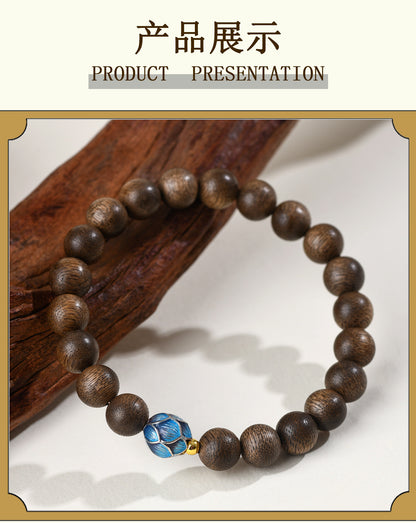 Agarwood Meditation Cloisonné Lotus Bracelet | Spiritual Protection & Zen Energy for Couples