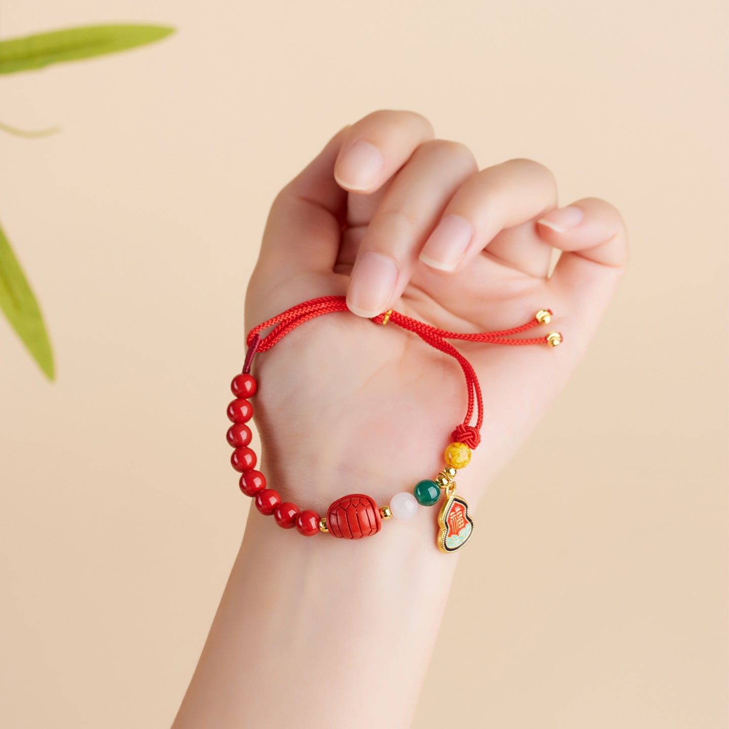 Natural Imperial Red Cinnabar Gourd Bracelet for Wealth and Prosperity