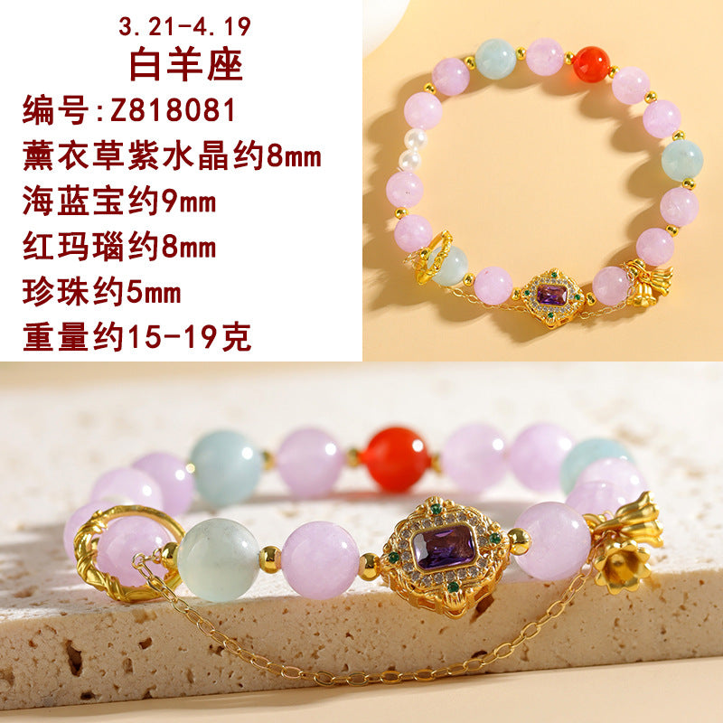 Natural Crystal Zodiac Bracelet - Mystical Astrological Jewelry for Women's Empowerment