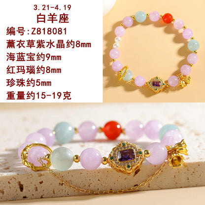 Natural Crystal Zodiac Bracelet - Mystical Astrological Jewelry for Women's Empowerment