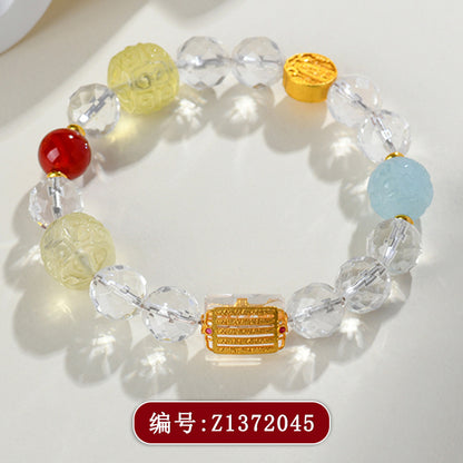 Natural Multi-Treasure Five-Way Wealth God Crystal Bracelet | Prosperity & Spiritual Harmony