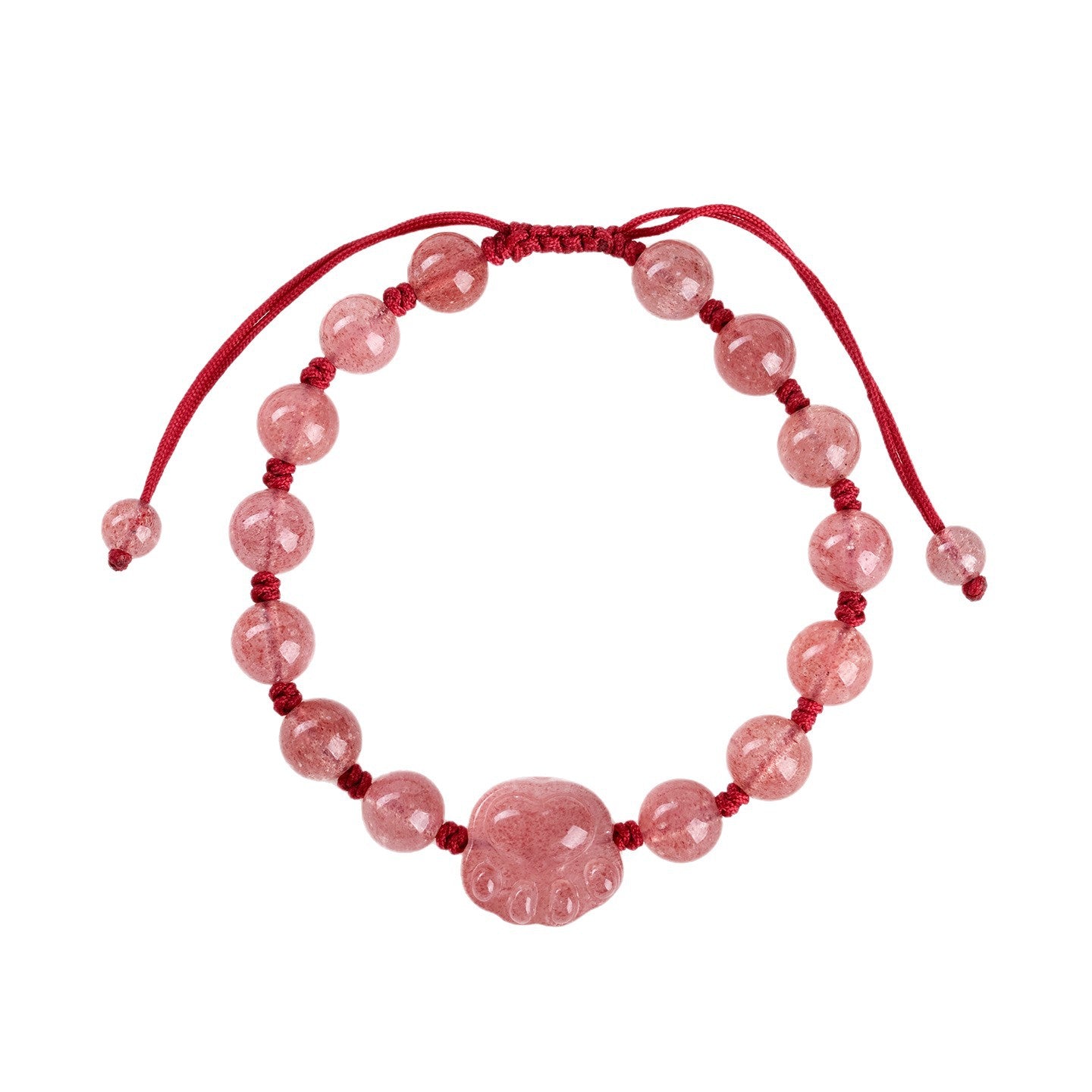 Natural Silver Obsidian Strawberry Crystal Cat Claw Couple Bracelet - Love Protection Handmade Bracelet