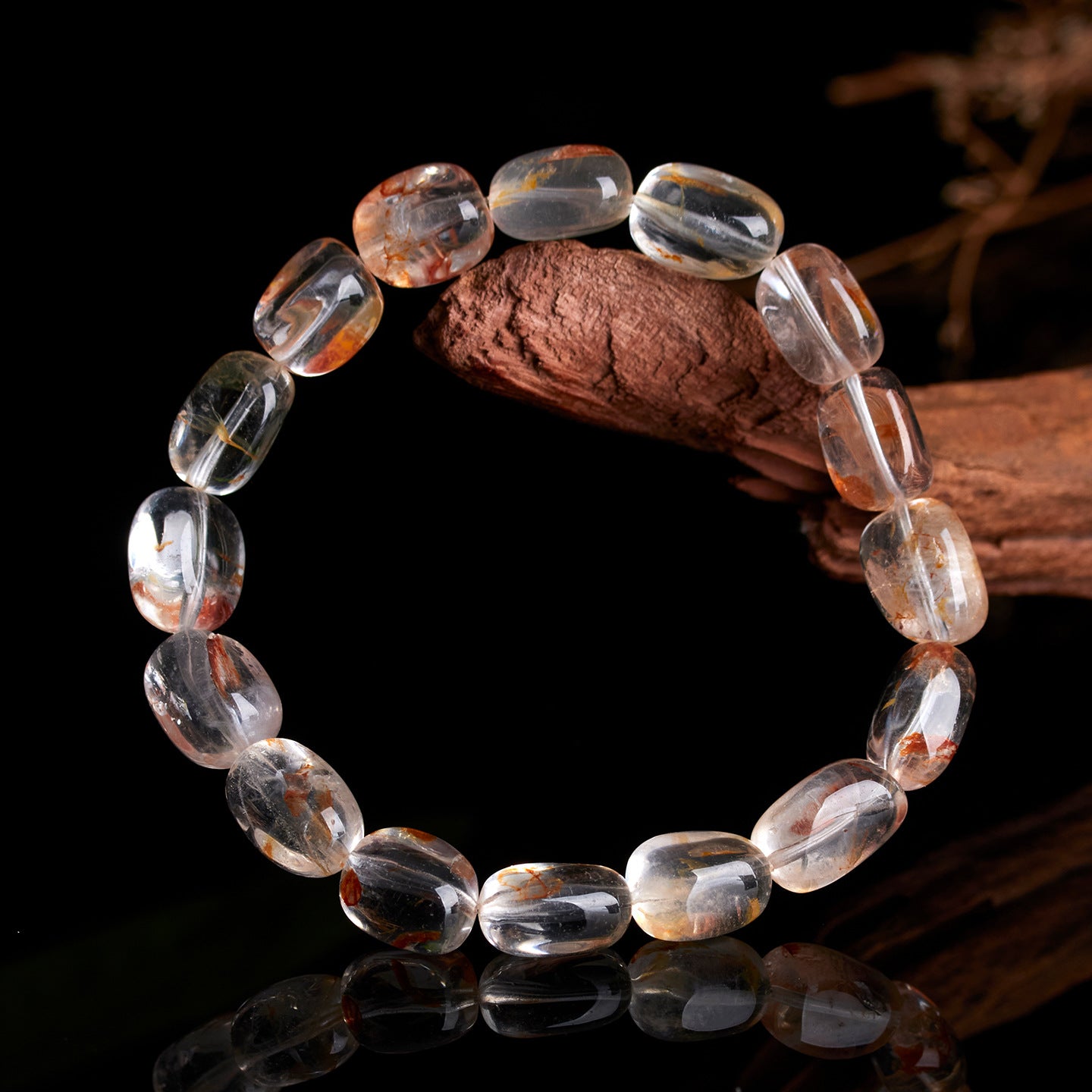 Natural Crystal Glue Flower Irregular Single Circle Bracelet - Women's Elegant Spiritual Accessory