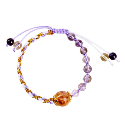 Natural Amethyst Citrine Handmade Braided Bracelet｜Spiritual Energy & Romantic Charm for Women