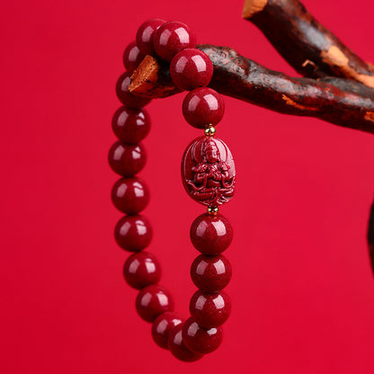 Natural Purple Gold Sand Cinnabar Bracelet with Guardian Gods and Zodiacs Birth Buddha