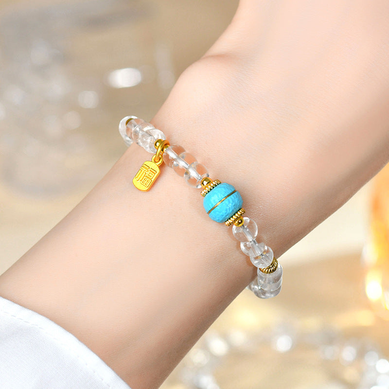 Natural White Crystal Bead Bracelet | Chinese Style Spiritual Jewelry for Women's Harmony