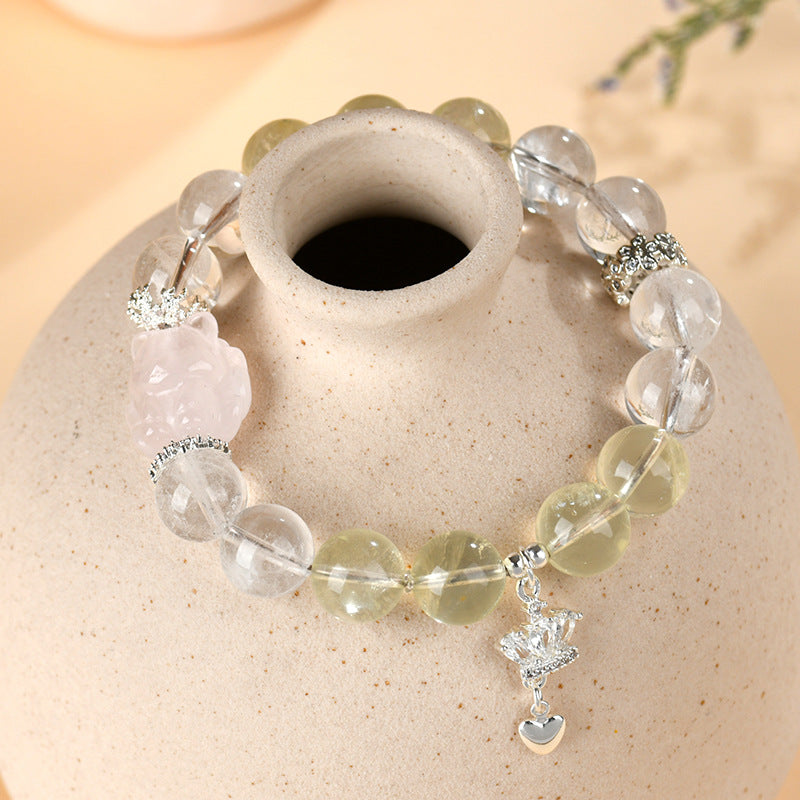 Natural Crystal Nine-Tailed Fox Love Bracelet - Attract Romance & Positive Energy