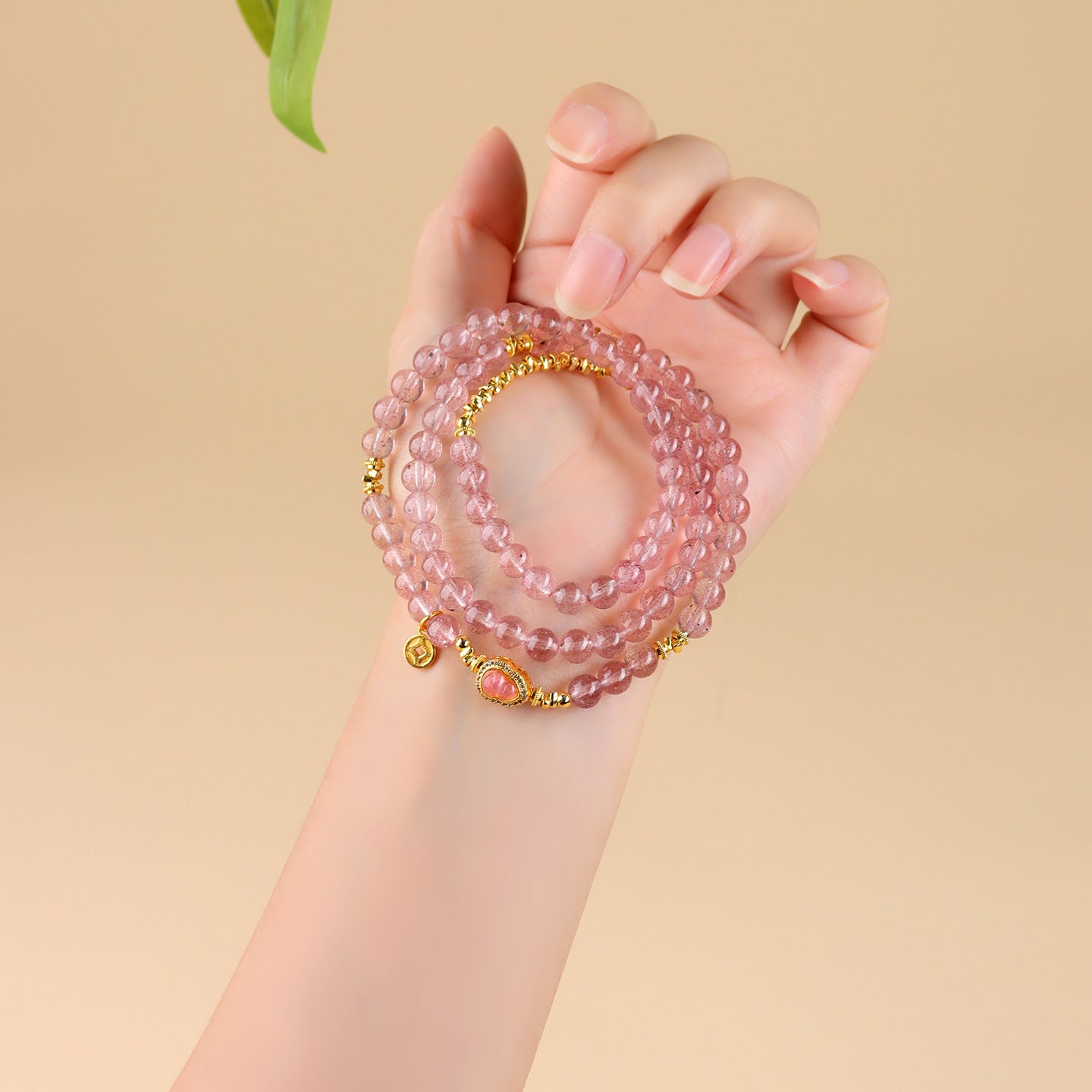 Natural Strawberry Crystal Gourd Multi-Circle Bracelet | Wealth and Prosperity Talisman