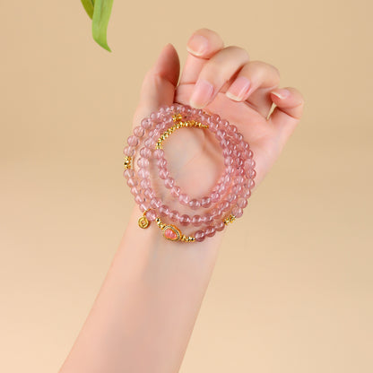 Natural Strawberry Crystal Gourd Multi-Circle Bracelet | Wealth and Prosperity Talisman