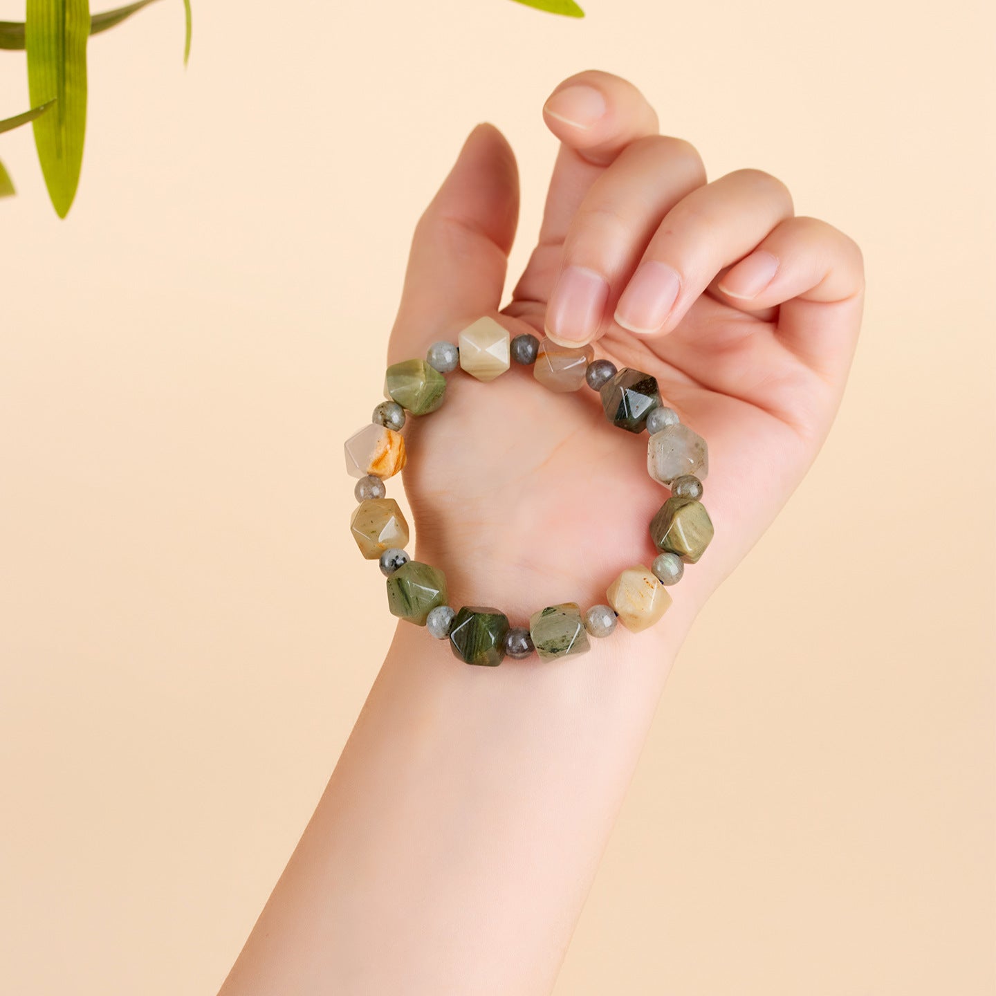 Natural Phantom Agate Irregular Single Circle Bracelet | Mystical Protection & Wealth Attraction